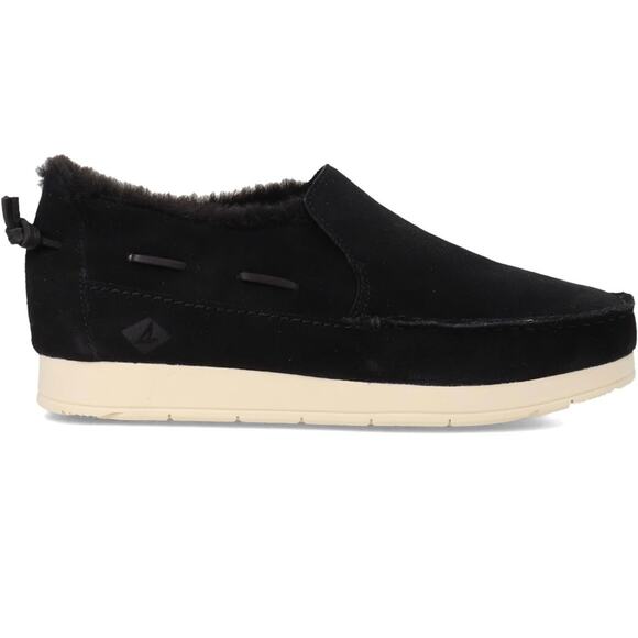 SPERRY Moc-Sider Black Suede Moccasin Faux Fur Lining Men Loafers Comfort 12 NWT - Picture 4 of 15